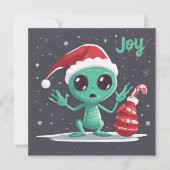 Grappig en eng Kerstmis Groene Alien Feestdagenkaart (Voorkant)