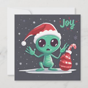 Grappig en eng Kerstmis Groene Alien Feestdagenkaart