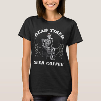 Grappig en eng skelet met koffie voor Halloween T-shirt