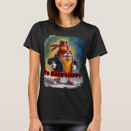 Grappig en Kleurrijk Bierontwerp op een Zwarte T-shirt