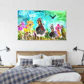 Grappig en kleurrijk Oh Crap Crows Canvas (Insitu (Slaapkamer))