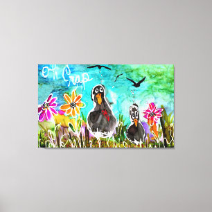 Grappig en kleurrijk Oh Crap Crows Canvas