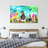 Grappig en kleurrijk Oh Crap Crows Canvas Afdruk (Insitu (Slaapkamer))