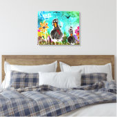 Grappig en kleurrijk Oh Crap Crows Canvas Afdruk (Insitu (Slaapkamer))