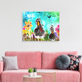 Grappig en kleurrijk Oh Crap Crows Canvas Afdruk (Insitu (Woonkamer))