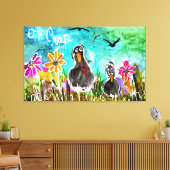 Grappig en kleurrijk Oh Crap Crows Canvas Afdruk (Insitu (Woonkamer))