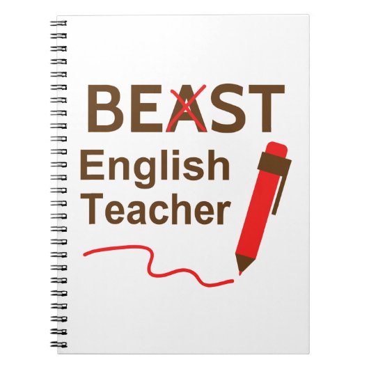 Grappig en maf, Beest of Beste Engelse leraar Notitieboek (Voorkant)