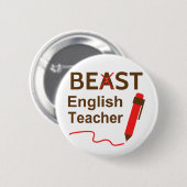 Grappig en maf, Beest of Beste Engelse leraar Ronde Button 5,7 Cm (Voorkant /achterkant)
