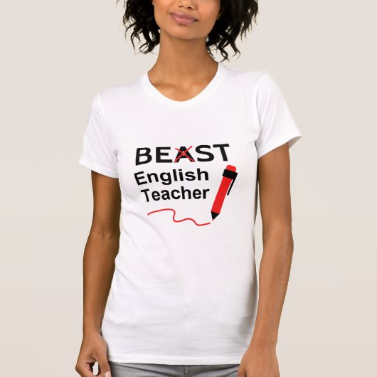 Grappig en maf, Beest of Beste Engelse leraar T-shirt (Voorkant)