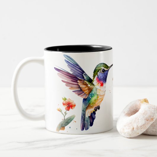 Grappig en mooi, vogelverschrikkerige vogels tweekleurige koffiemok (Met donut)