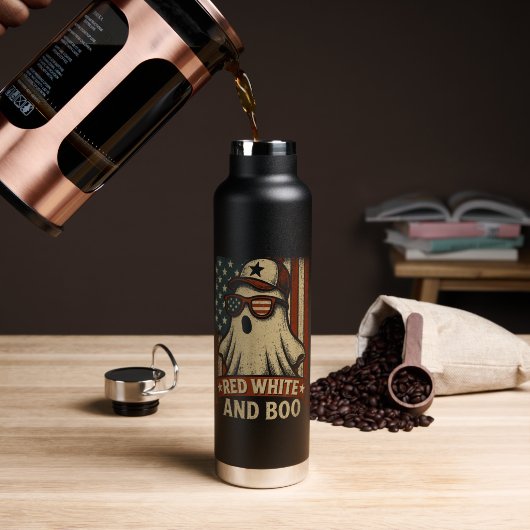 Grappig en patriottisch Rood wit en boe Waterfles (Koffie (Gedraaid) )