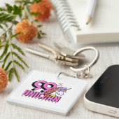 Grappig en schattig dier met Pet 99 procent eenhoo Sleutelhanger (Voorkant Rechts)