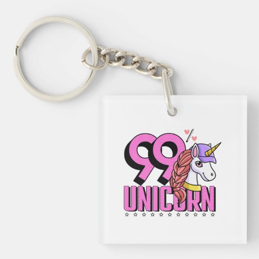 Grappig en schattig dier met Pet 99 procent eenhoo Sleutelhanger (voorkant)