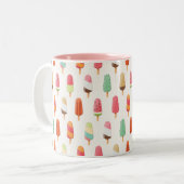 Grappig en schattig gekleurd ijspatroon tweekleurige koffiemok (Voorkant links)