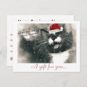 Grappig en Schattig Kerstkattencadeaubon Briefkaart (Voorkant / Achterkant)