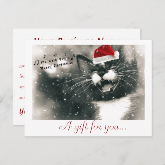 Grappig en Schattig Kerstkattencadeaubon Briefkaart (Voorkant / Achterkant)