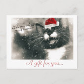 Grappig en Schattig Kerstkattencadeaubon Briefkaart (Voorkant)