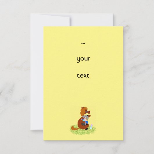Grappig en schattig paard met baby - kinderverjaar kaart (Achterkant)