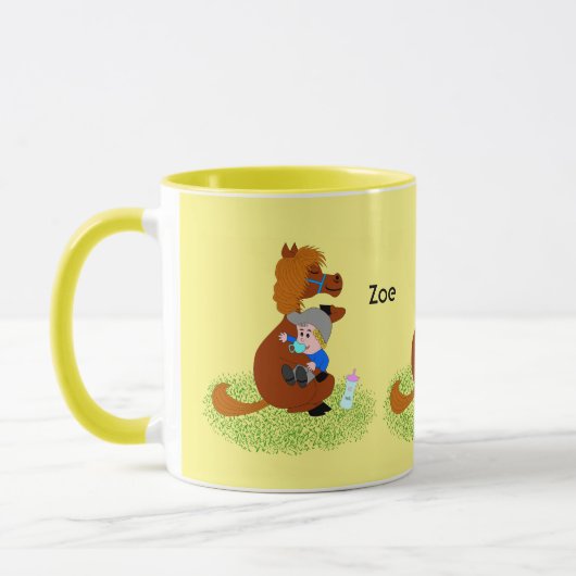 Grappig en schattig pony met baby - babysitter mok (Links)