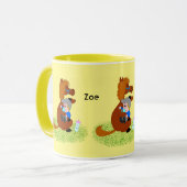 Grappig en schattig pony met baby - babysitter mok (Voorkant links)