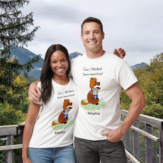 Grappig en schattig pony met baby, Babysitter T-shirt