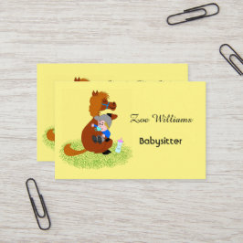 Grappig en schattig pony met baby, Babysitter Visitekaartje