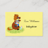 Grappig en schattig pony met baby, Babysitter Visitekaartje (Voorkant)