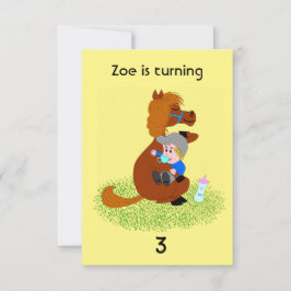 Grappig en schattig pony met baby - kinderverjaard kaart