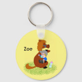 Grappig en schattig pony met baby - sleutelhanger (Voorkant)