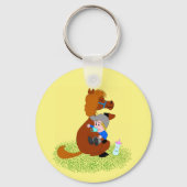 Grappig en schattig pony met baby - sleutelhanger (Achterkant)