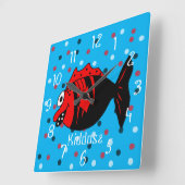 Grappig en schattig zwarte en rode fantasievis vierkante klok (Hoek)