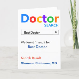 Grappig en Schattige Best Doctor Search Bedankkaart