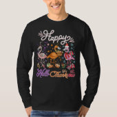 Grappig en Schattige Flamingo Happy HalloDanksmas T-shirt (Voorkant)