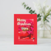 Grappig en Schattige WIJNkerstcitaat met schildpad Briefkaart (Staand voorkant)