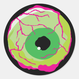 Grappig eng Schattige Spooky Funky Zombie Eyeball Ronde Sticker