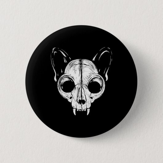 Grappig eng Spooky Cat Feline Skull Skelet Hallo Ronde Button 5,7 Cm (Voorkant)