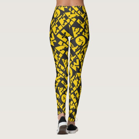 Grappig enge zwarte kat knuppel heks Pet Halloween Leggings (Achterkant)