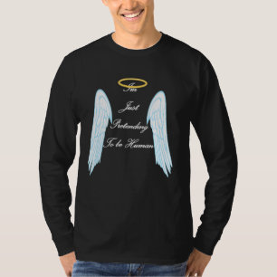 Grappig engelenontwerp met koele vleugels en halo t-shirt