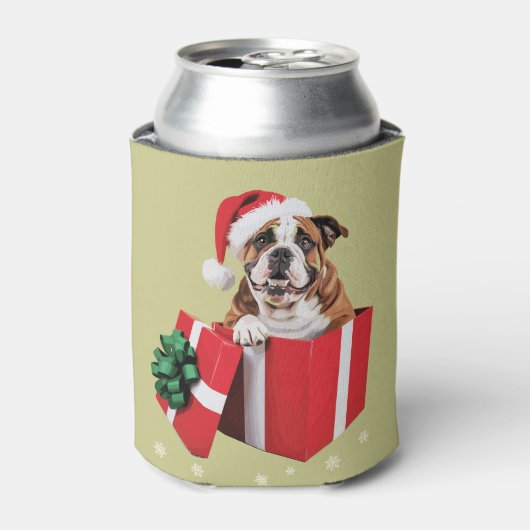 Grappig Engels Bulldog Dog Tree kerstverlichting Blikjeskoeler (Blikje Voorkant)