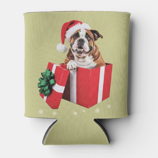 Grappig Engels Bulldog Dog Tree kerstverlichting Blikjeskoeler (Voorkant)