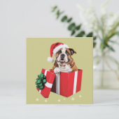 Grappig Engels Bulldog Dog Tree kerstverlichting Feestdagenkaart (Staand voorkant)