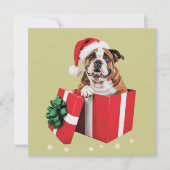 Grappig Engels Bulldog Dog Tree kerstverlichting Feestdagenkaart (Voorkant)