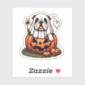 Grappig Engels Bulldog Ghost Boo Halloween Vrouwen Sticker (Vel)