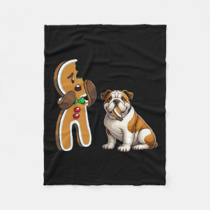 Grappig Engels Bulldog Hond bijten peperkoek vroli Fleece Deken