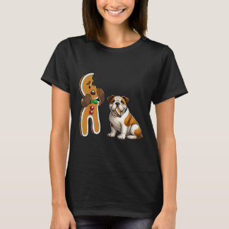 Grappig Engels Bulldog Hond bijten peperkoek vroli T-shirt