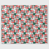 Grappig Engels Bulldog Kerst Patroon Cadeaupapier (Vlak)