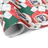 Grappig Engels Bulldog Kerst Patroon Cadeaupapier (Rol Hoek)