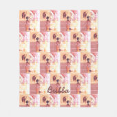 Grappig Engels Bulldog roze en geel tegels Fleece Deken (Voorkant)