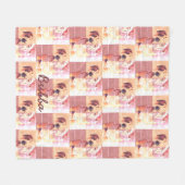 Grappig Engels Bulldog roze en geel tegels Fleece Deken (Voorkant (Horizontaal))