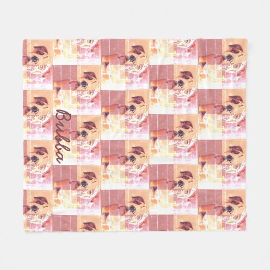 Grappig Engels Bulldog roze en geel tegels Fleece Deken (Voorkant (Horizontaal))